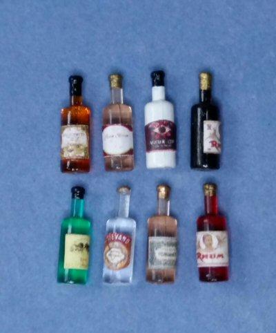 1/24th scale Set of 8 liquor or spirit bottles