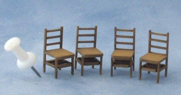 Quarter scale Four Ladderback Chairs Kit