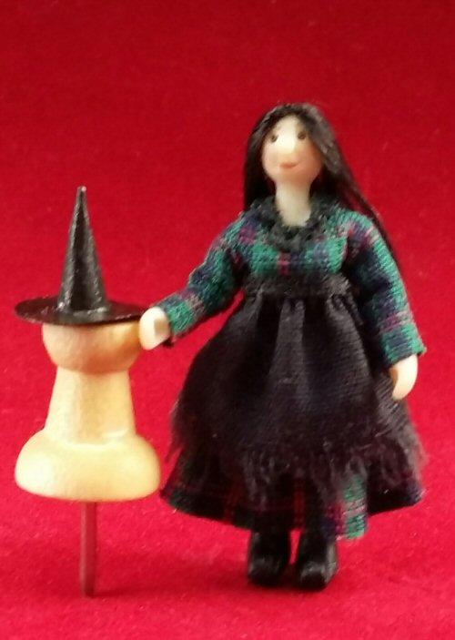 1/48th scale Miniature Witch doll and hat