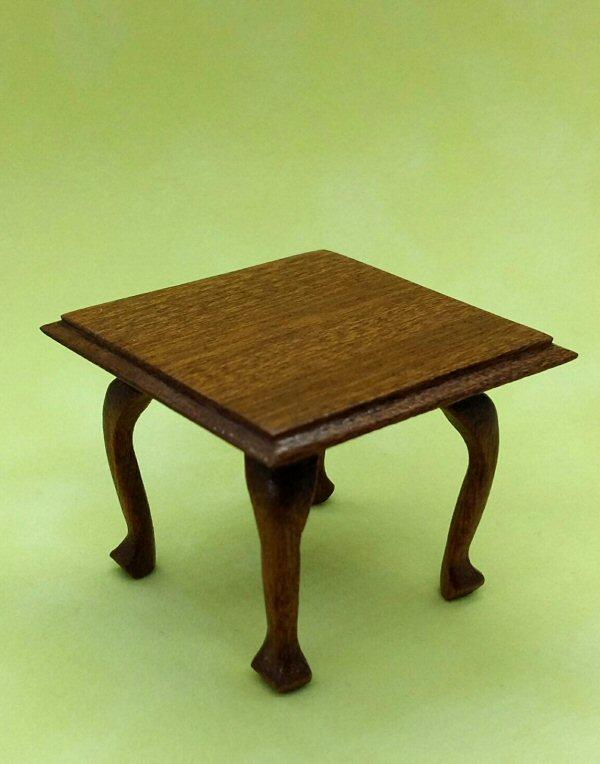 1/24th scale Handmade Mahogany Square Table with Cabriole Legs
