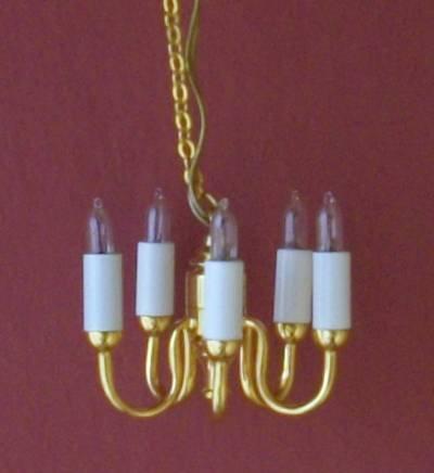 1/24th scale Dolls House 5 arm Candle Chandelier lighting
