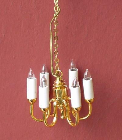 1/24th scale Dolls House 6 arm Candle Chandelier