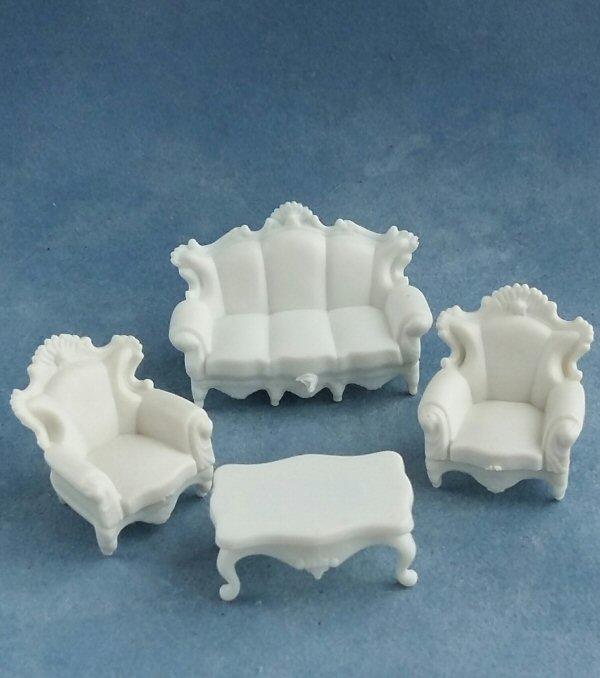 1/48th scale Victorian Style Sofa, Chairs and Table