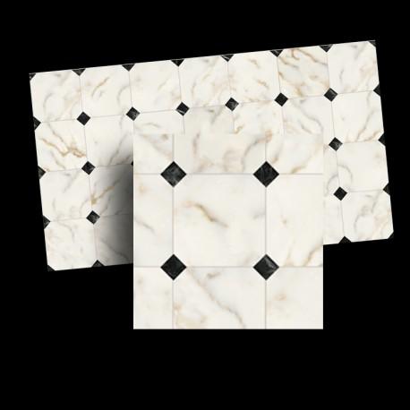 1/24th scale White and Black Diamond Floor Tile 17mm