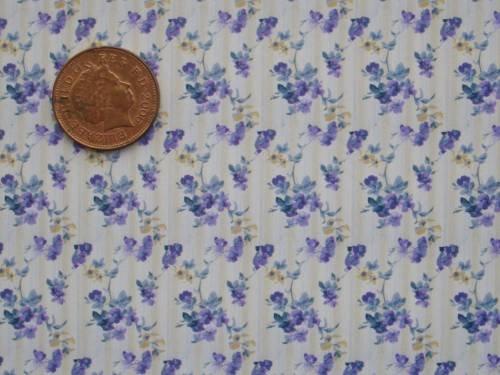 1/24th scale wallpaper with purple floral pattern.