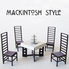 Sowing a finished 1/24th scale Mackintosh Style Tearoom Dining Chairs and Table Kit