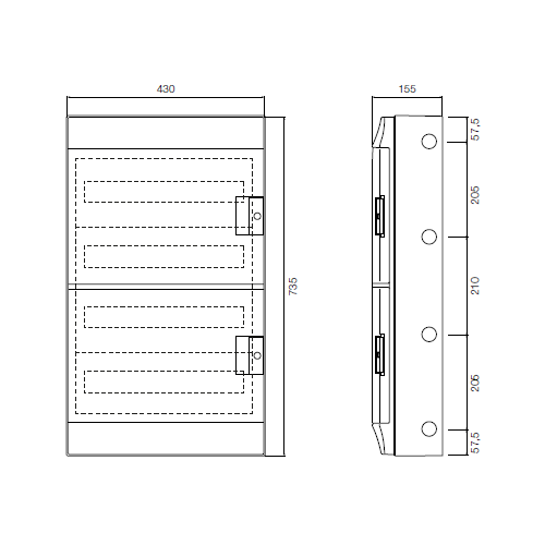 ABB Mistral 72 Module DIN Rail Meter Enclosure - Dimensions