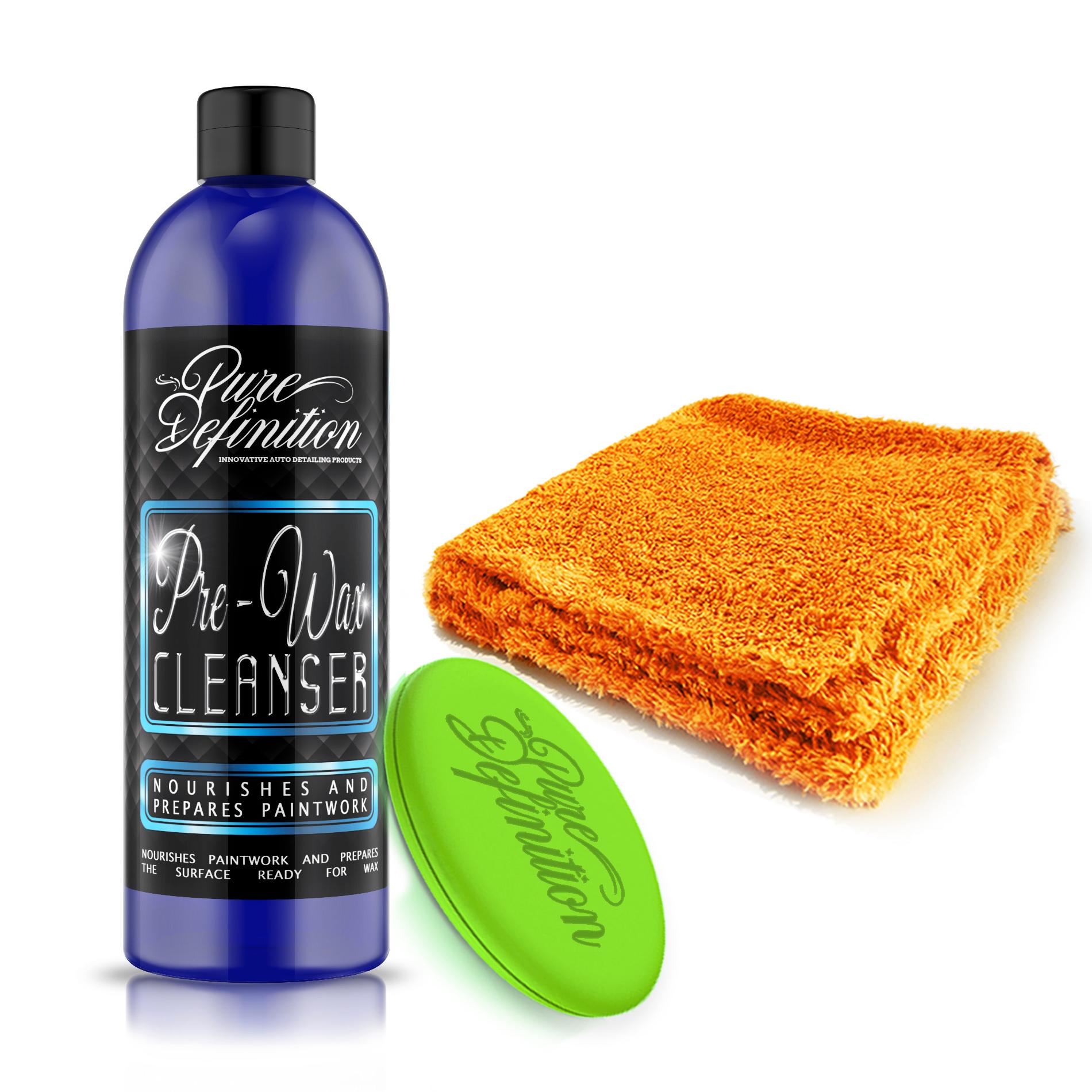 Car Pre Wax Kit Cleanser Prepares Paintwork Microfibre Cloth Pure