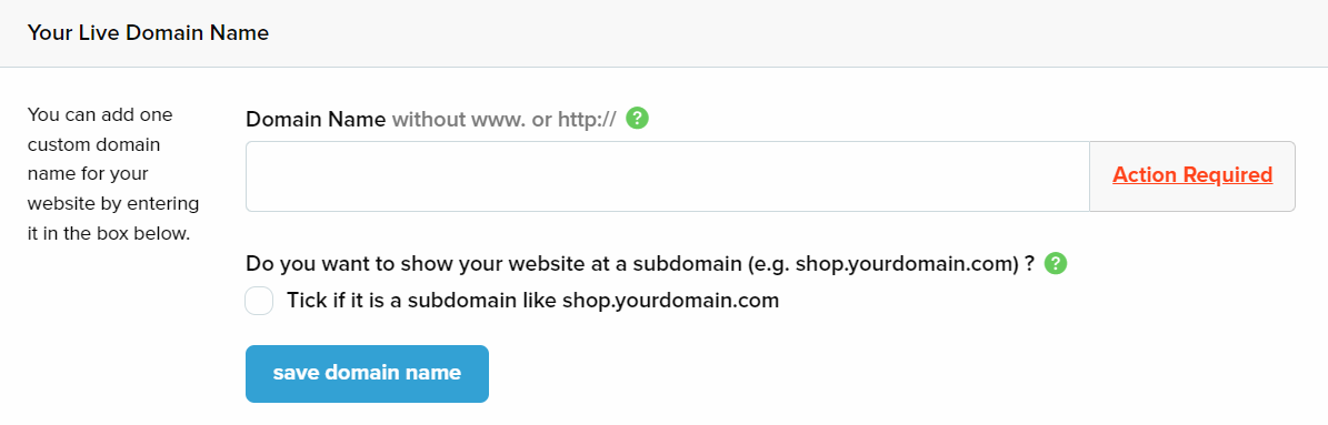 ShopWired- Add Your Domain Name