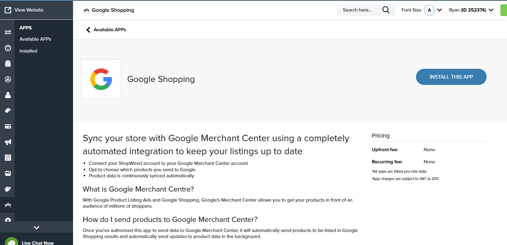 Google Shopping ShopWired App