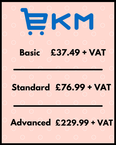 ekm pricing: basic £37.49, standard £76.99, advanced £229.99