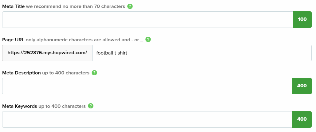 ShopWired SEO Features