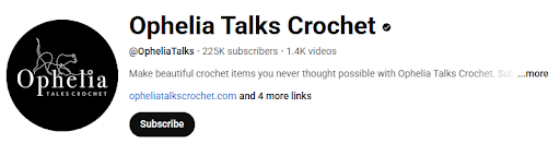 ophelia talks crochet youtube channel