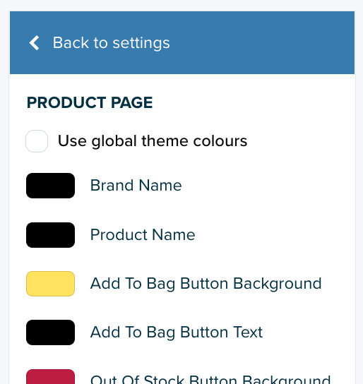 ShopWired Version 5 Themes- Individual Page Colours