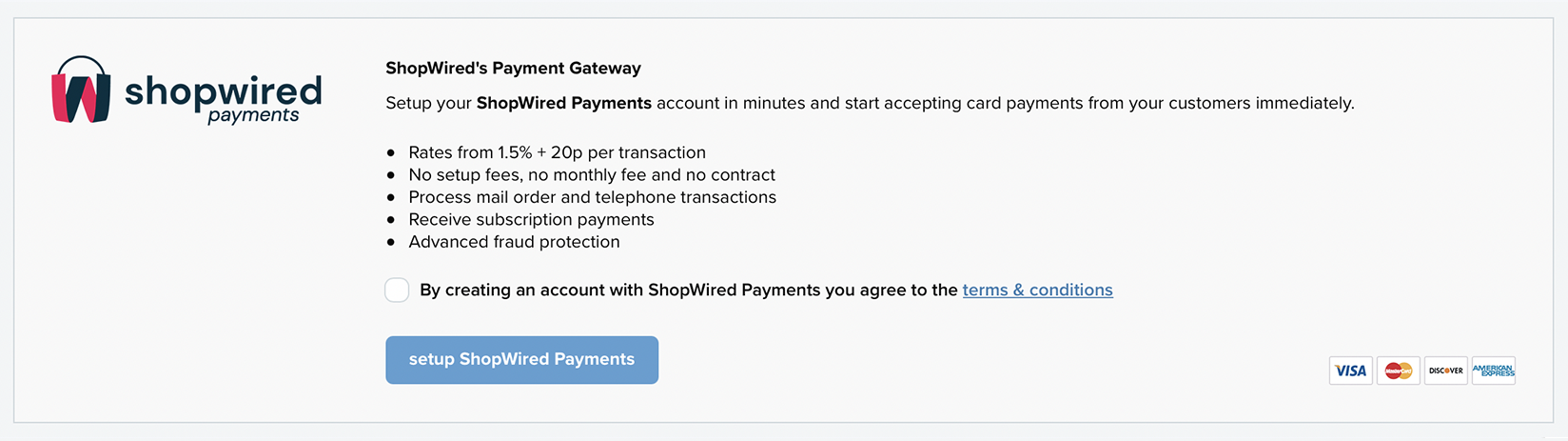 Set up ShopWired Payments