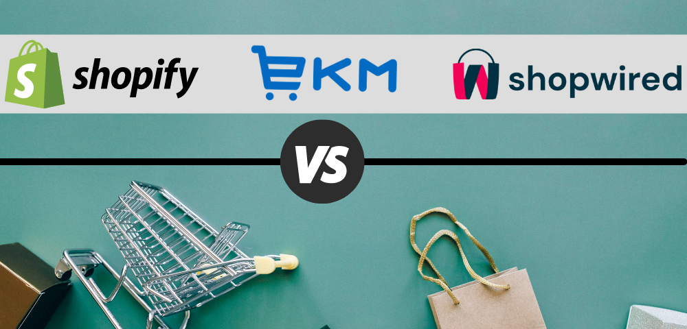 comparison image for shopify, ekm and shopwired