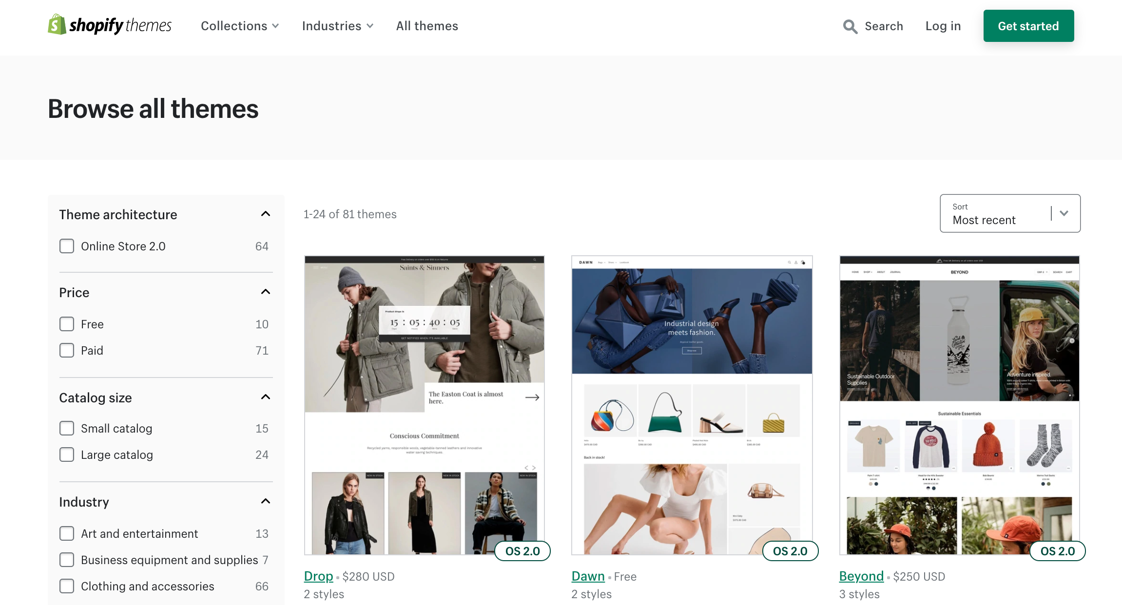 themes screenshot for shopify