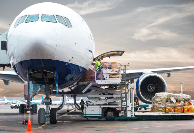Cargo being loaded onto plane