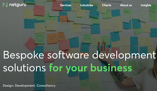 Netguru bespoke software development promo highlighting custom digital solutions for businesses