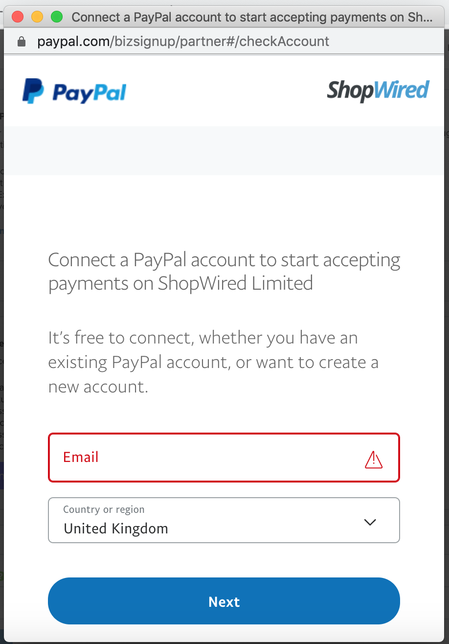 PayPal Login- ShopWired