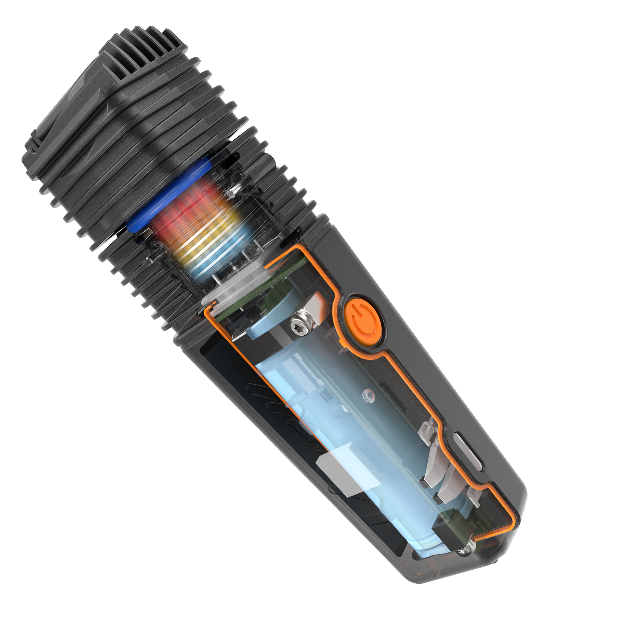 Internal view of Veazy vaporizer highlighting hybrid heating system and airflow design