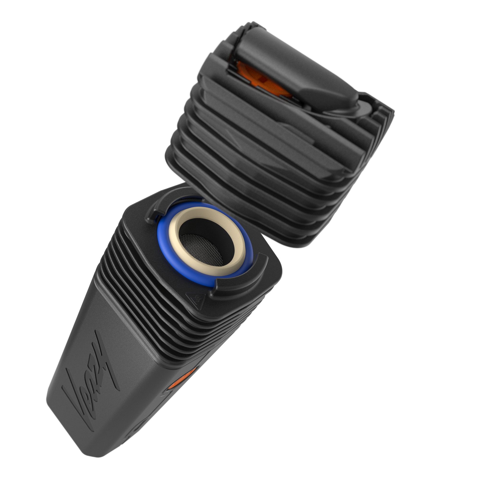Close-up of Veazy vaporizer ceramic-coated filling chamber with dosing capsule