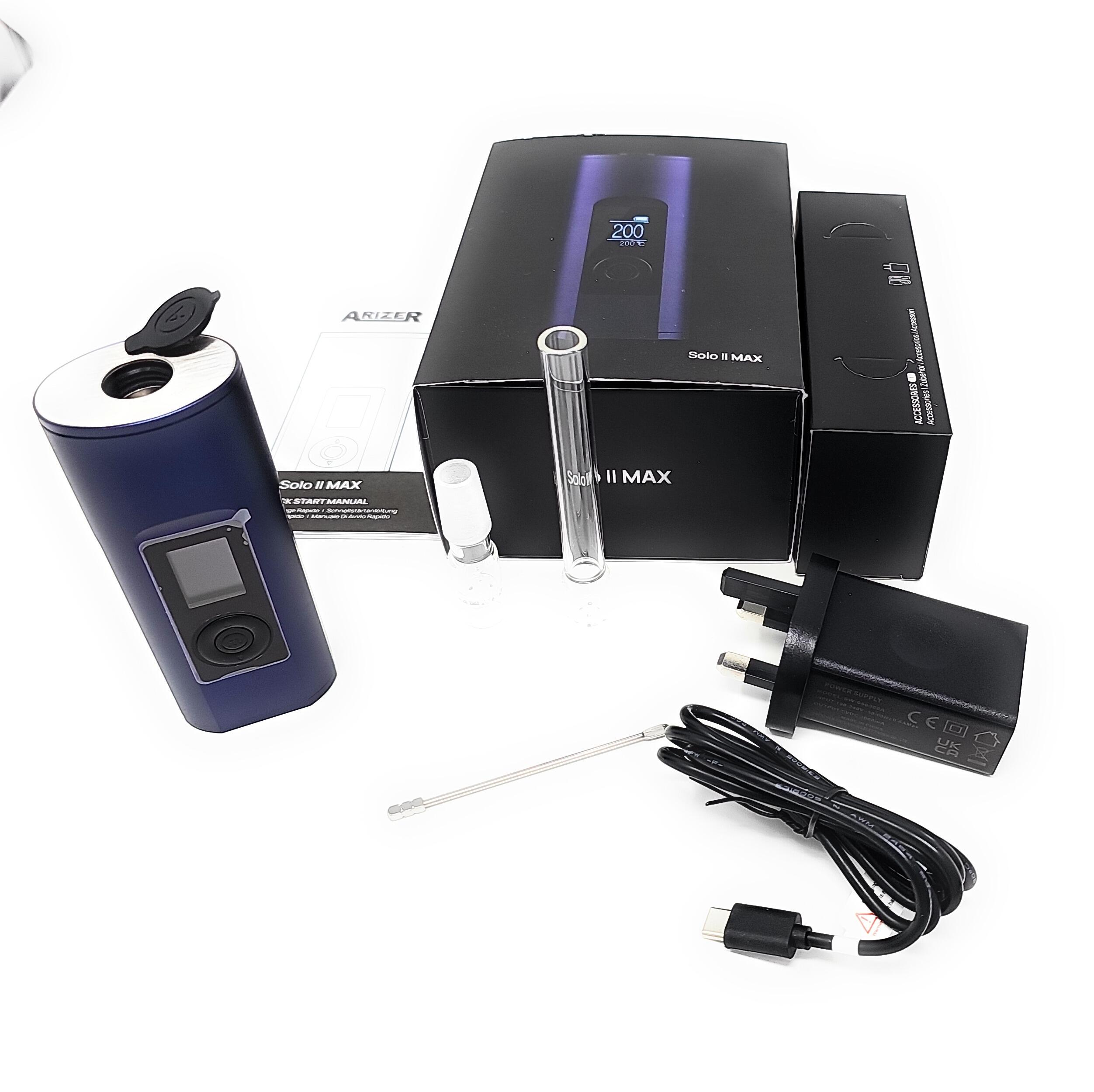 Arizer Solo 2 Vaporizer in Blue – full kit contents