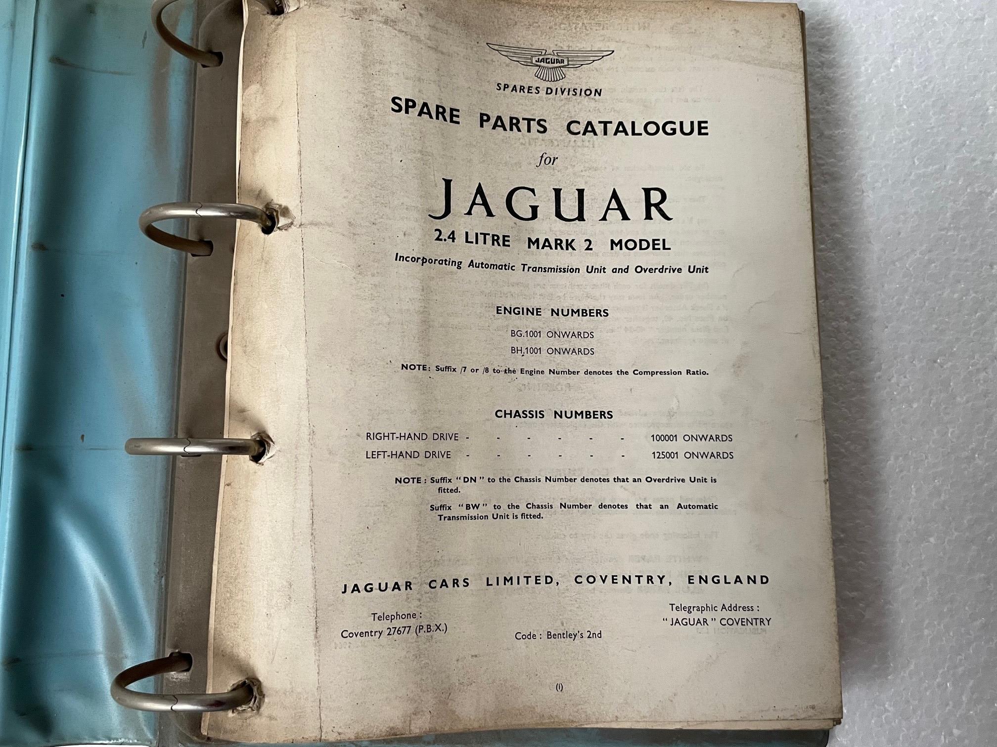 ORIGINAL 1964 JAGUAR MARK 2 2.4 SPARE PARTS CATALOGUE J33 OVER 400 PAGES