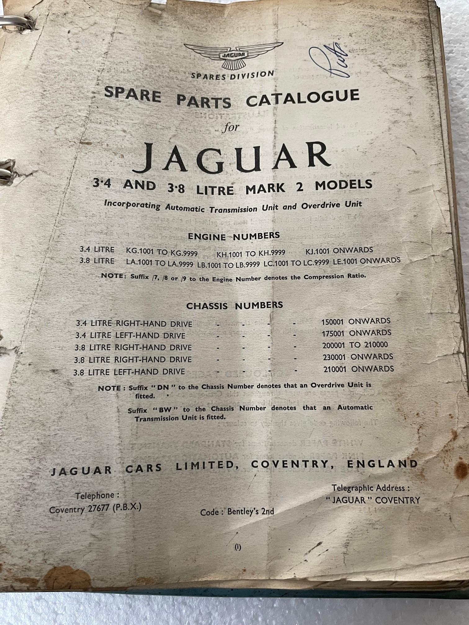 ORIGINAL 1964 JAGUAR MARK 2 3.4 & 3.8 SPARE PARTS CATALOGUE J34