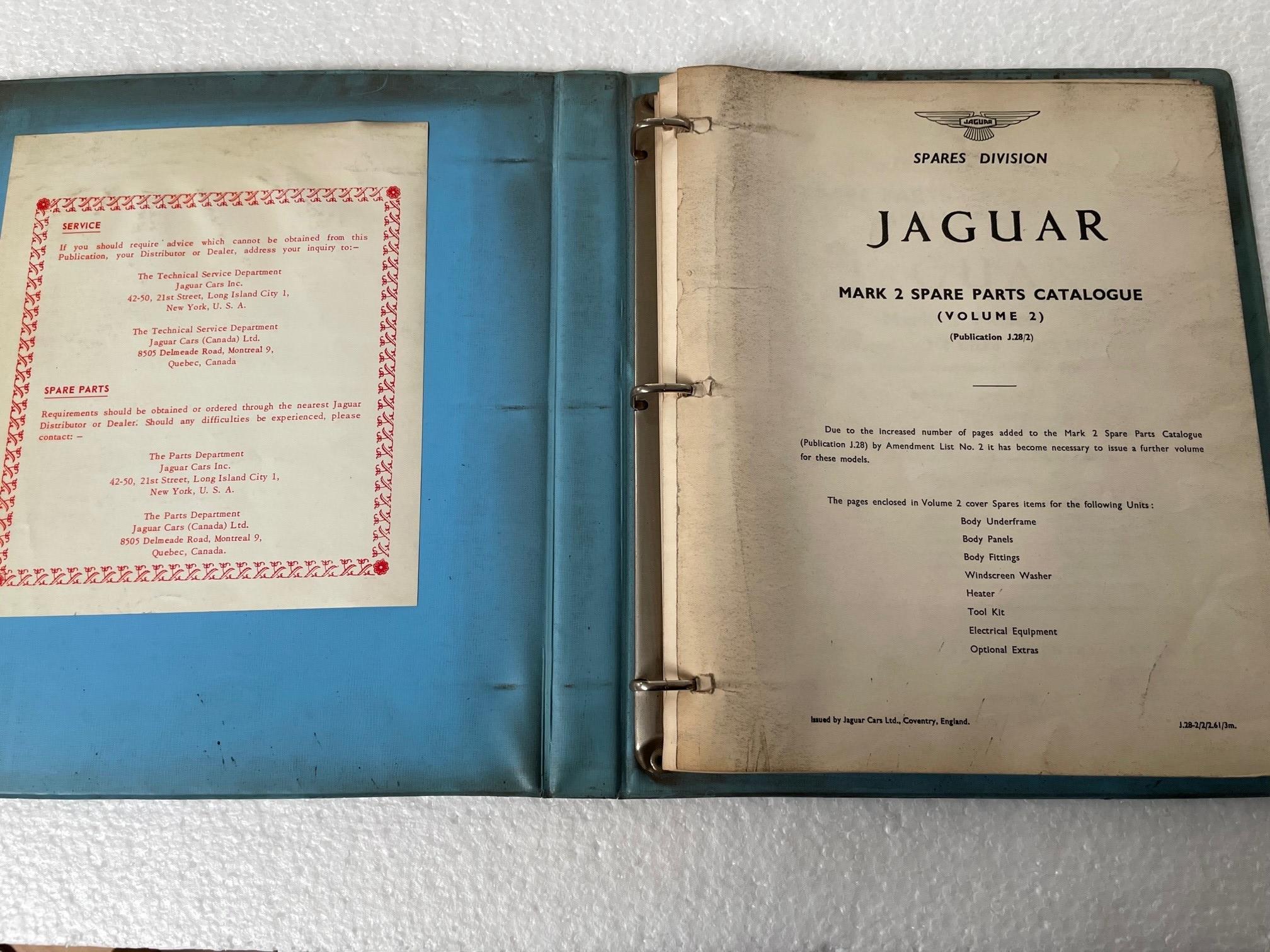 RARE ORIGINAL 1961 JAGUAR MARK 2 2.4, 3.4 & 3.8 SPARE PARTS