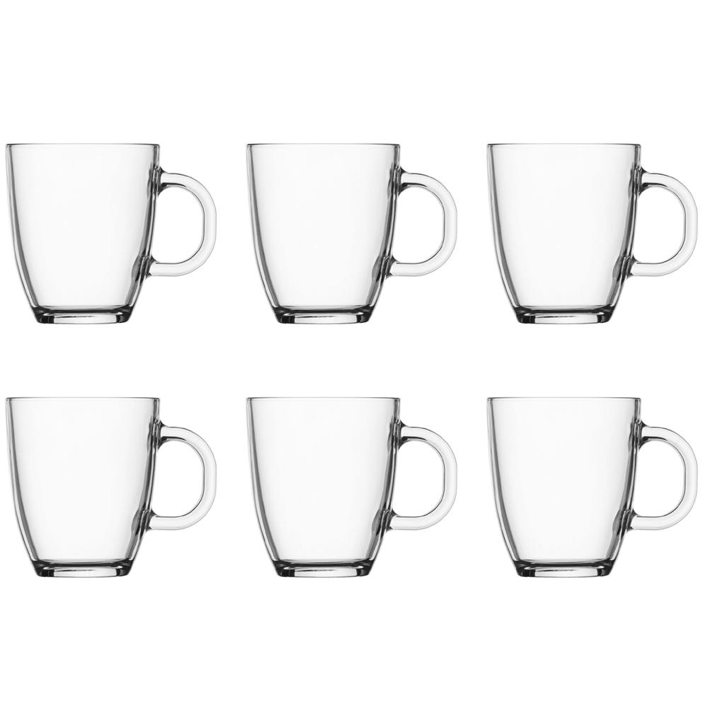 Bodum Bistro Transparent 12oz Coffee Mugs - Set of 6 Mugs