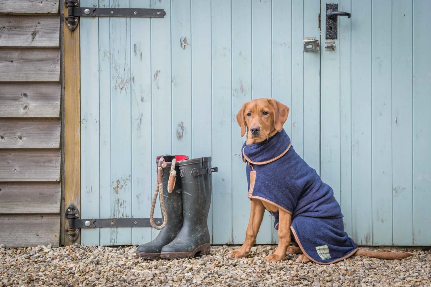 Country Navy Ruff and Tumble Dog Drying Coat