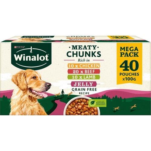Winalot Pouch Meaty Chunks Chicken/Lamb/Beef 40 x 100g