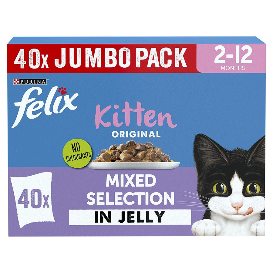 Felix Original Kitten Mixed Selection in Jelly - 40 x 85g