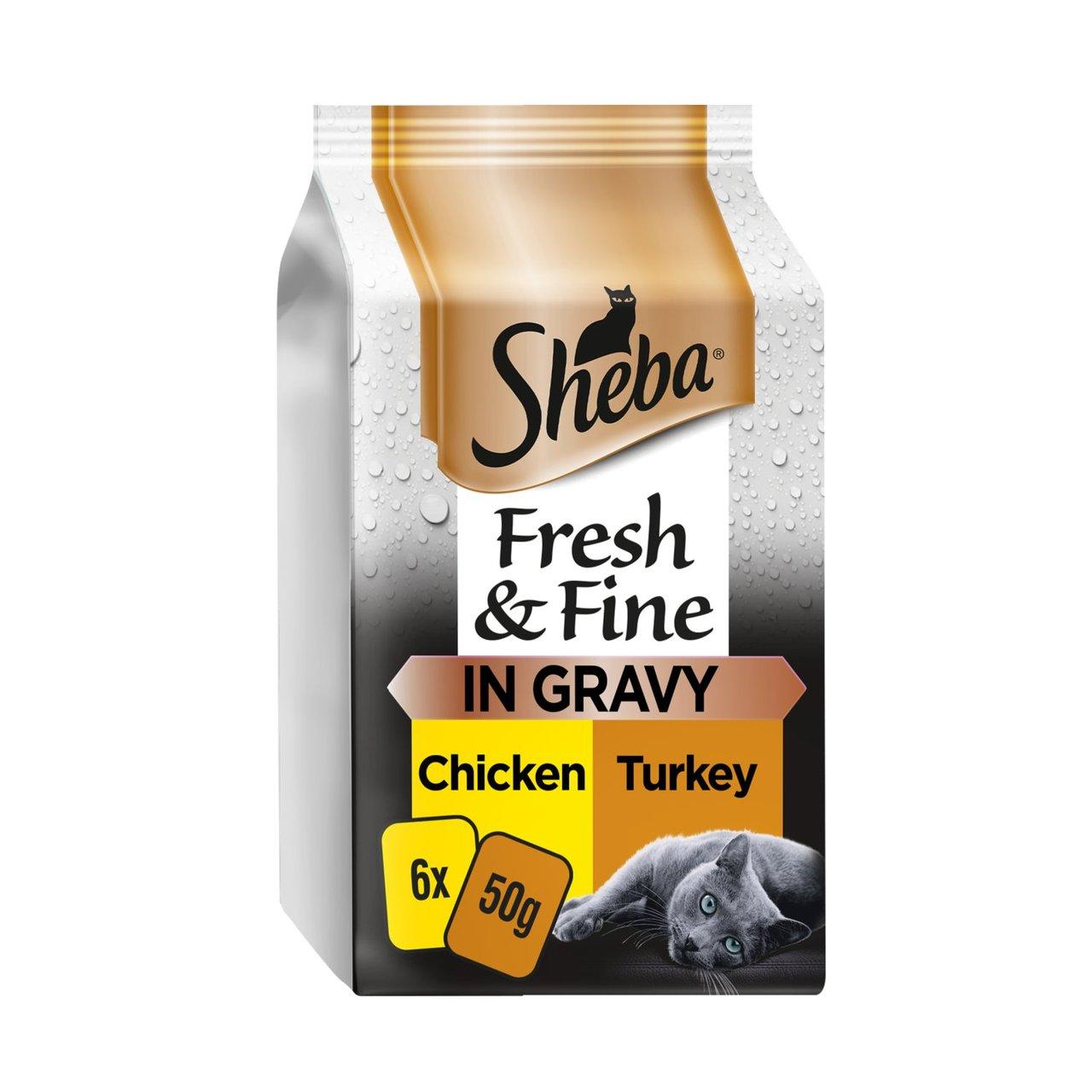Sheba Fresh & Fine in Gravy Mini Pouches 6 x 50g - Duck & Turkey