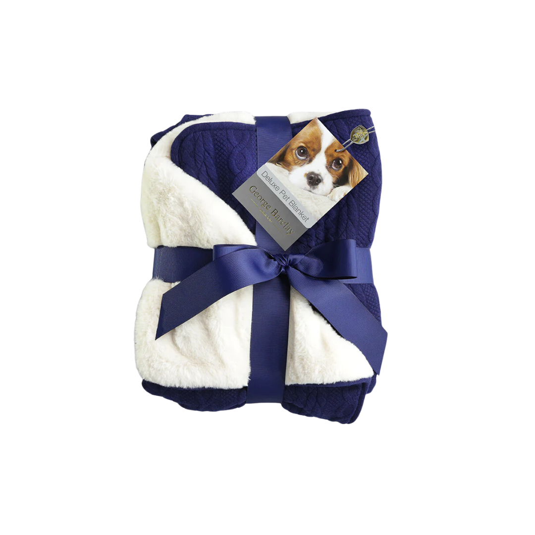 George Barclay Aran Knit, Deluxe Pet Blanket - Navy