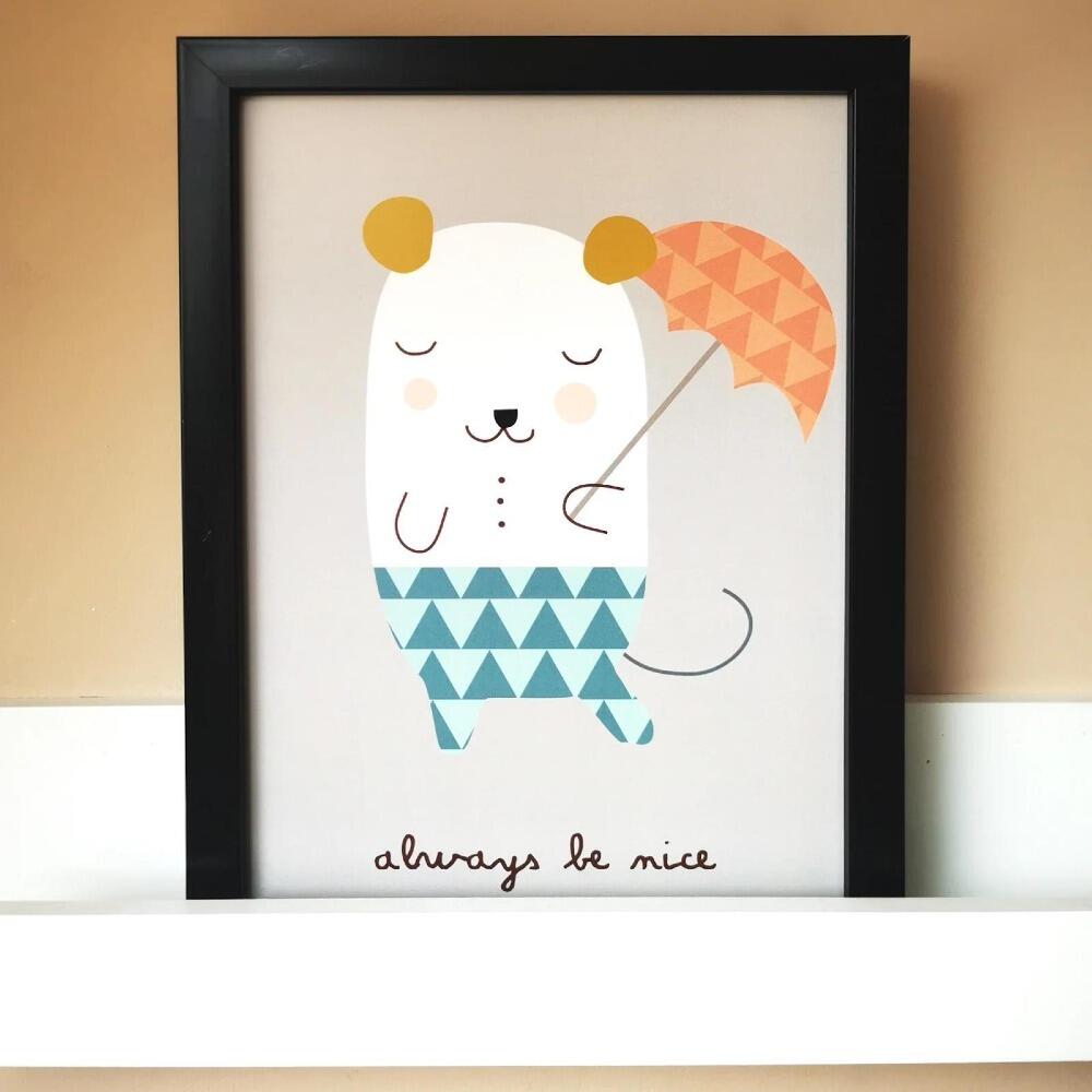 Always Be Nice A4 Print by Haciendo el Indio at Albert & Moo Interiors