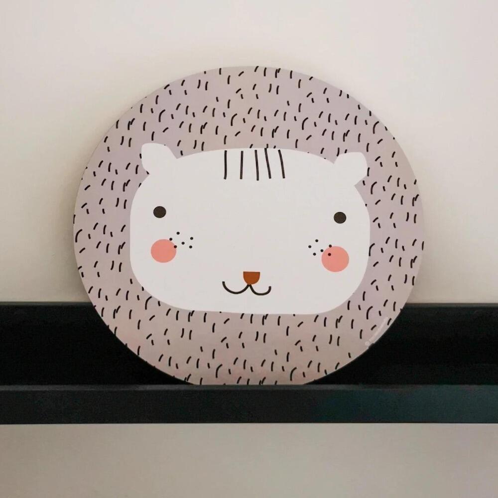 Leonpelos Round Wooden Wall Art by Haciendo el Indio at Albert & Moo Interiors