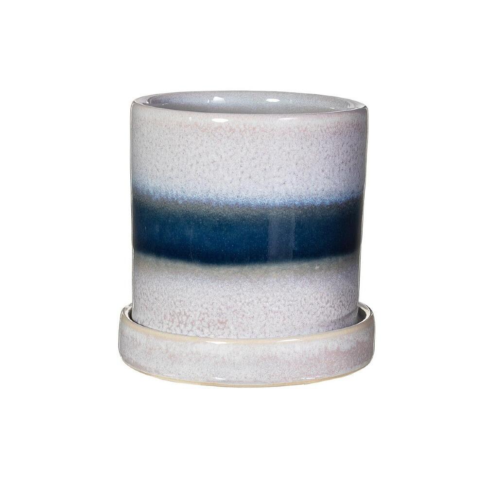 Dusk Blue Mojave Stoneware Pot & Saucer at Albert & Moo