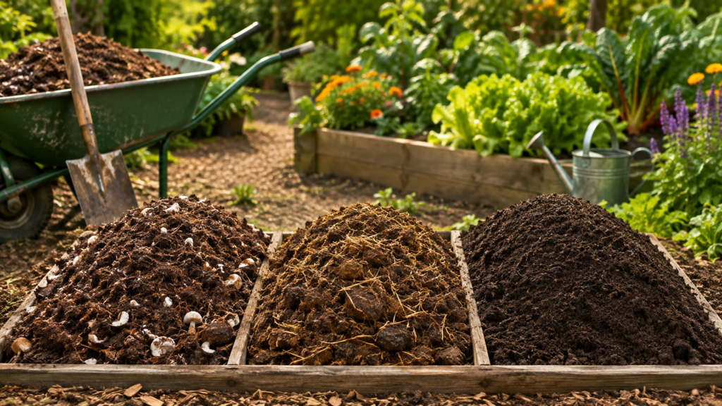 Bulk Compost Compared: Mushroom, Horse Manure and Soil Improver