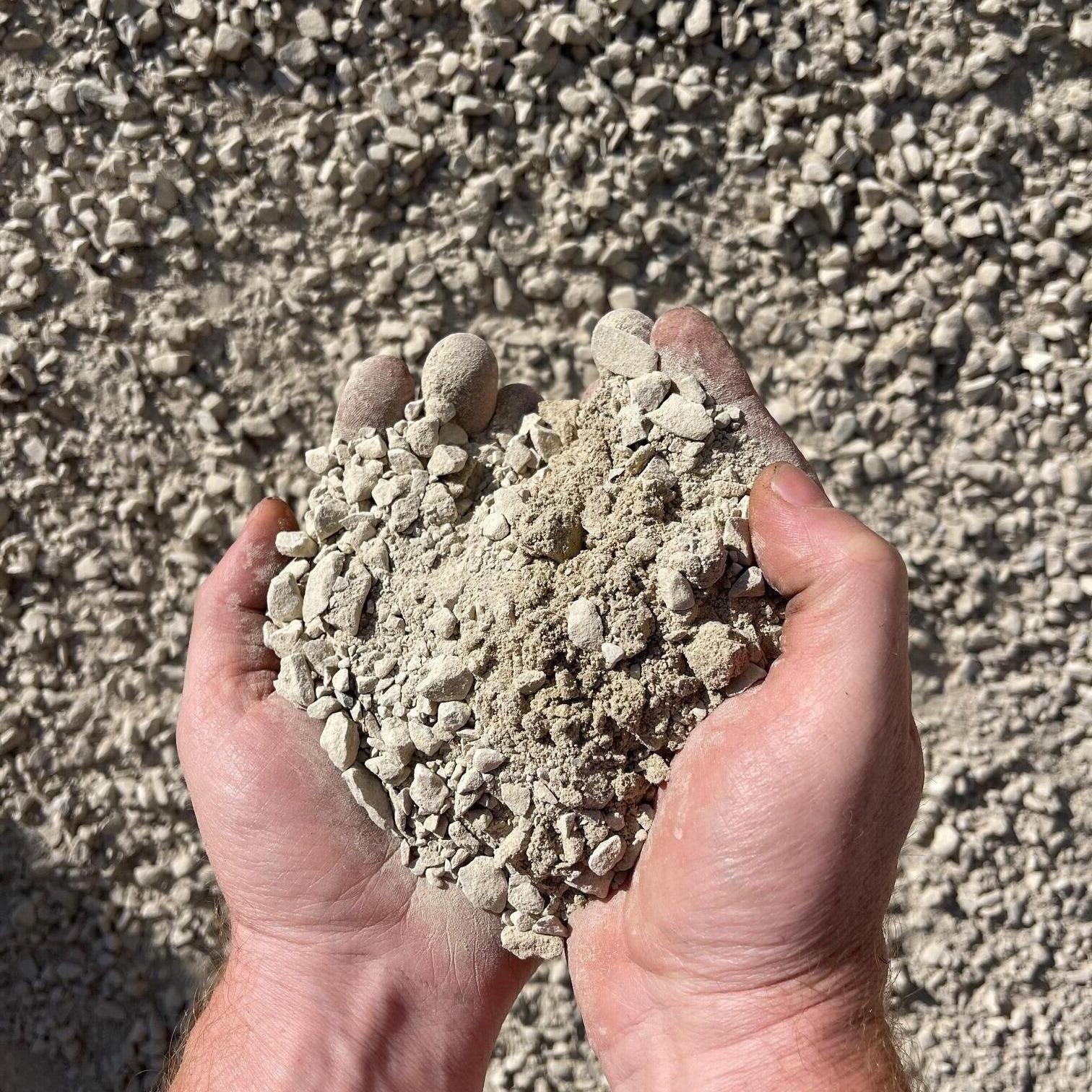 self binding gravel in hands
