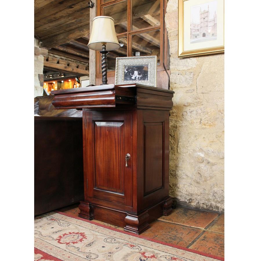 Elegant Mahogany Lamp Table with Cupboard and Drawer