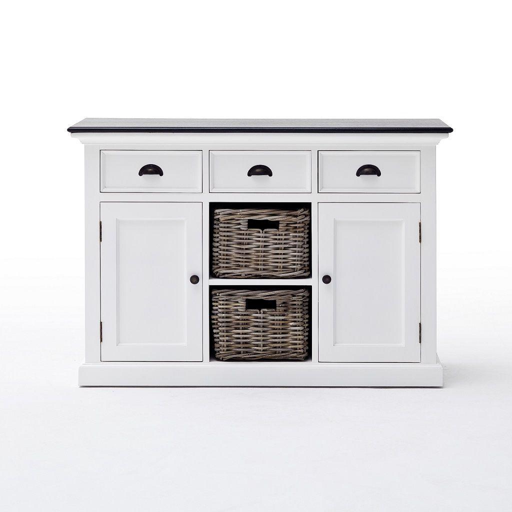 Rustic White Contrast Sideboard With Baskets