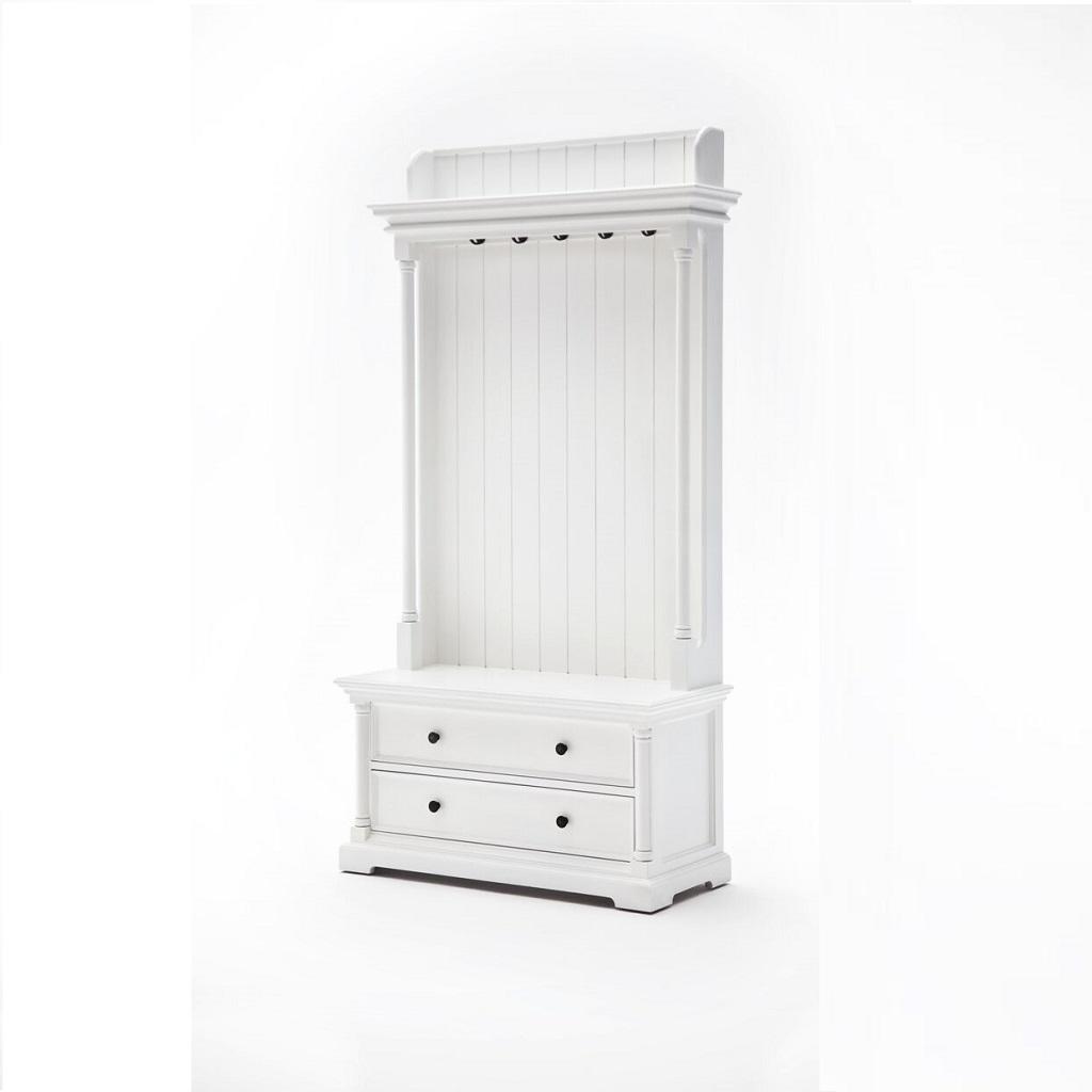 Country White Hall Storage Unit and Bench