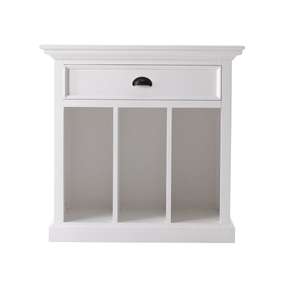 Rustic White Large Bedside Cabinet with Vertical Storage