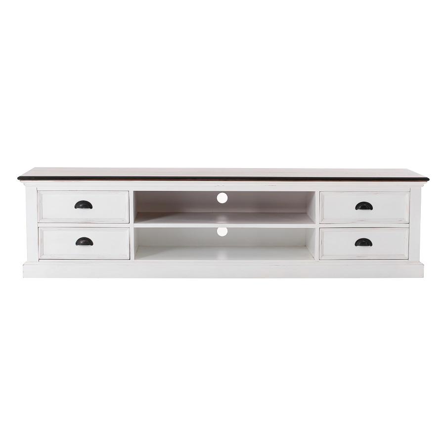 Rustic White Accent Large TV Unit with 4 drawers