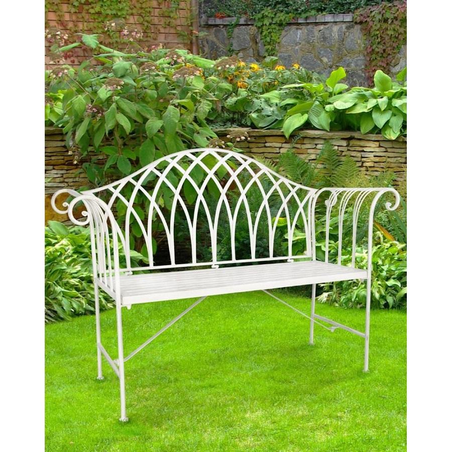 Newton Outdoor Rustic White Bench