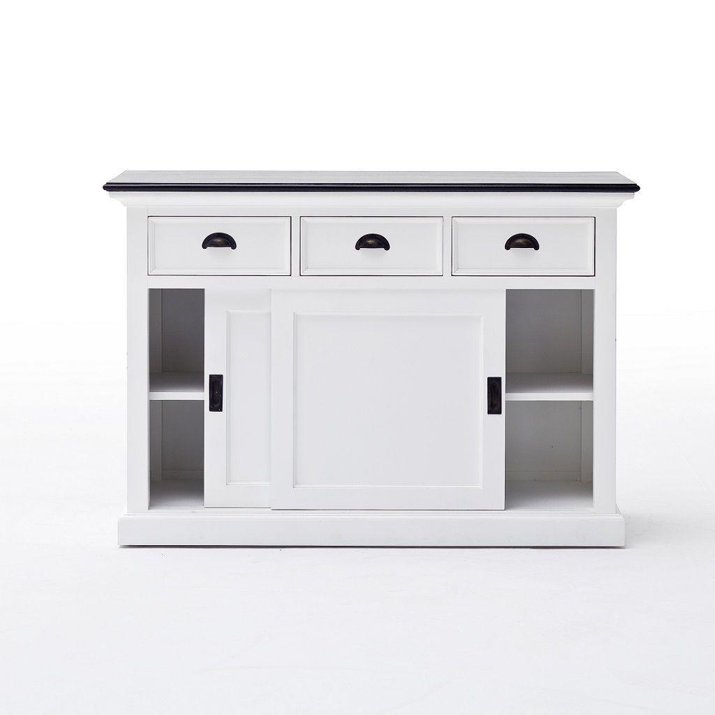 Rustic White Contrast Sideboard With Sliding Doors