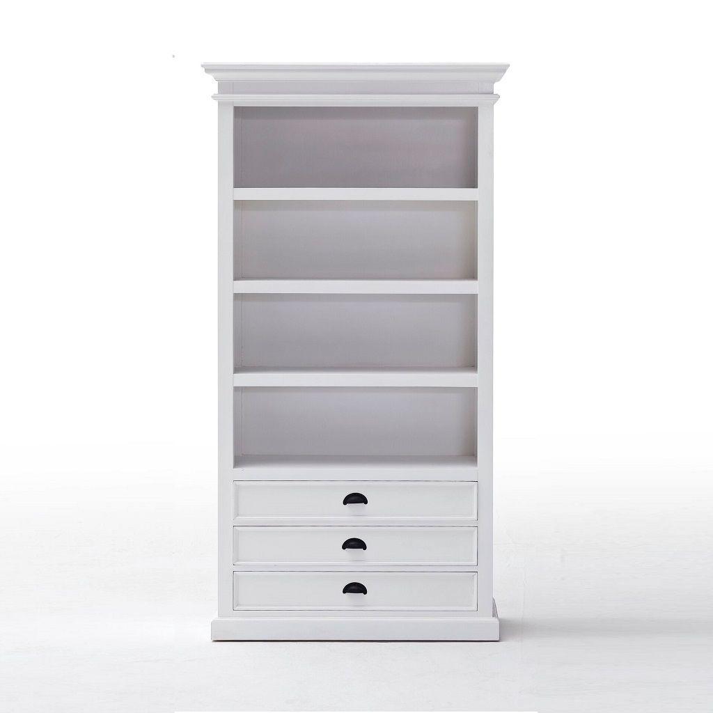 Rustic White Bookcase With Drawers