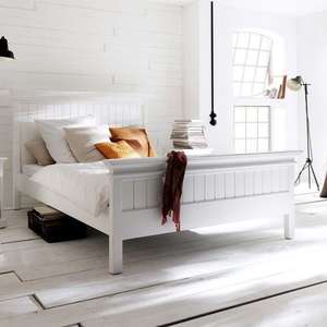 Rustic White King Bed